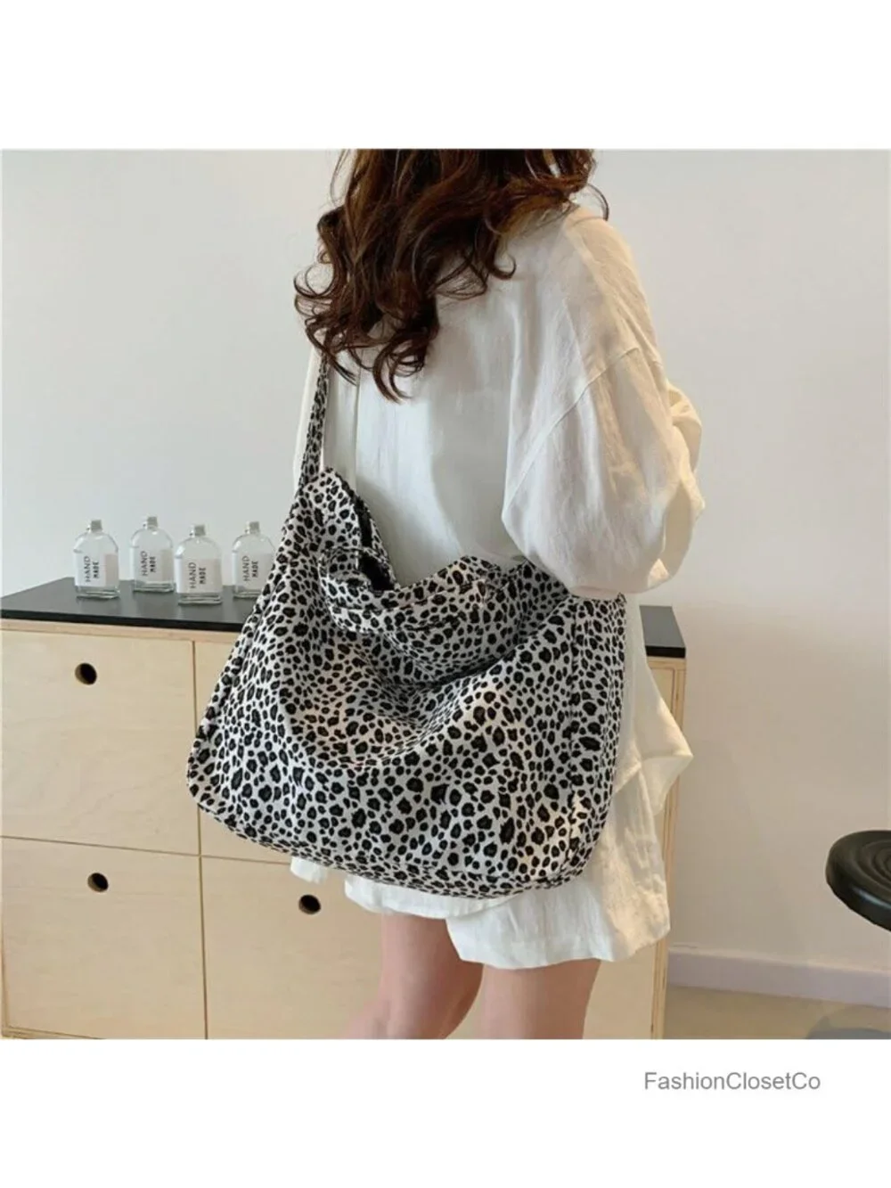 Leopard Print Hobo Bag for Women Large Capacity Shoulder Tote with Multiple